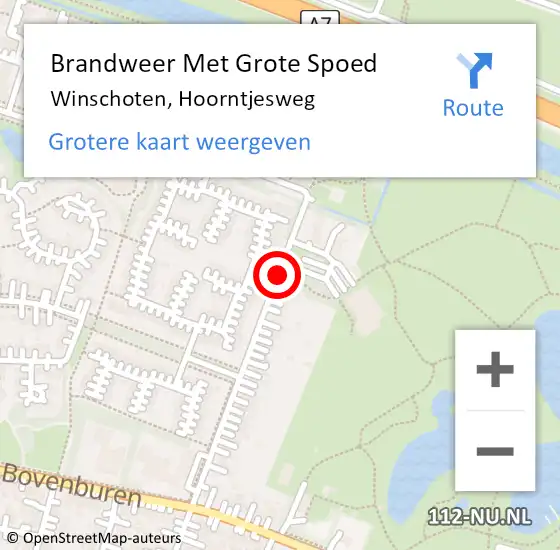 Locatie op kaart van de 112 melding: Brandweer Met Grote Spoed Naar Winschoten, Hoorntjesweg op 4 augustus 2019 12:02