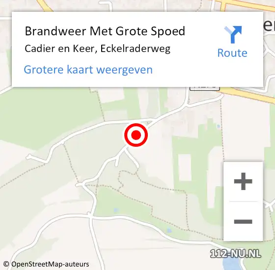 Locatie op kaart van de 112 melding: Brandweer Met Grote Spoed Naar Cadier en Keer, Eckelraderweg op 4 augustus 2019 14:39