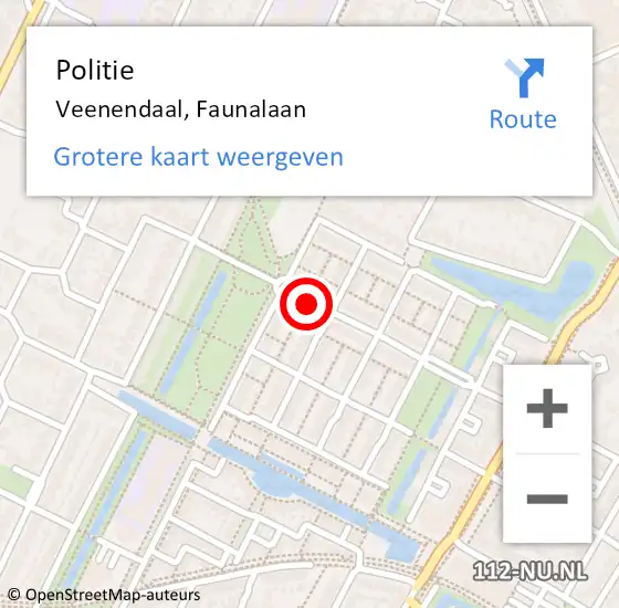 Locatie op kaart van de 112 melding: Politie Veenendaal, Faunalaan op 4 augustus 2019 14:45