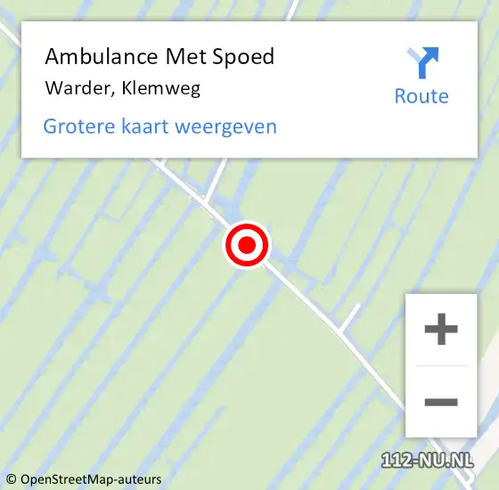 Locatie op kaart van de 112 melding: Ambulance Met Spoed Naar Warder, Klemweg op 4 augustus 2019 15:27