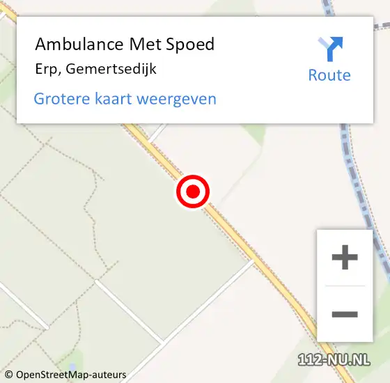Locatie op kaart van de 112 melding: Ambulance Met Spoed Naar Erp, Gemertsedijk op 4 augustus 2019 15:39