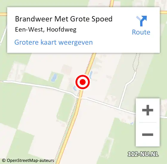 Locatie op kaart van de 112 melding: Brandweer Met Grote Spoed Naar Een-West, Hoofdweg op 4 augustus 2019 15:50