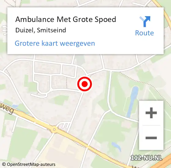 Locatie op kaart van de 112 melding: Ambulance Met Grote Spoed Naar Duizel, Smitseind op 4 augustus 2019 15:57