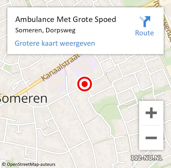 Locatie op kaart van de 112 melding: Ambulance Met Grote Spoed Naar Someren, Dorpsweg op 4 augustus 2019 16:29