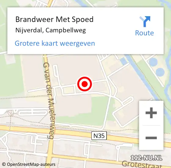 Locatie op kaart van de 112 melding: Brandweer Met Spoed Naar Nijverdal, Campbellweg op 4 augustus 2019 16:47