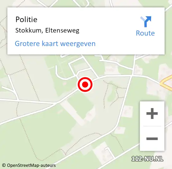 Locatie op kaart van de 112 melding: Politie Stokkum, Eltenseweg op 4 augustus 2019 17:21