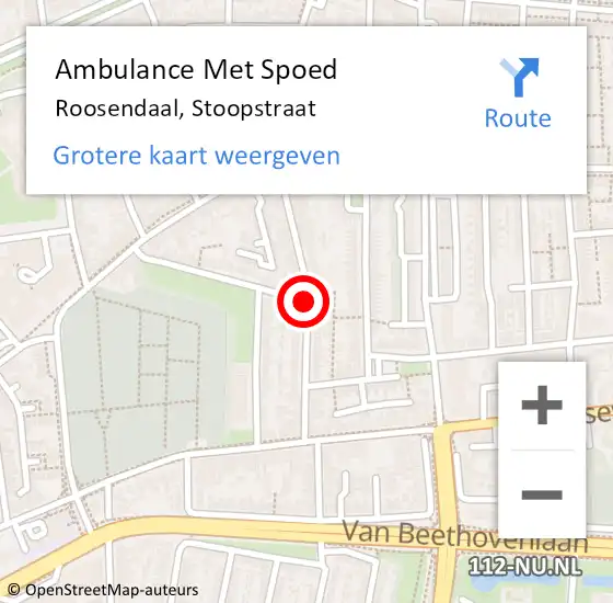 Locatie op kaart van de 112 melding: Ambulance Met Spoed Naar Roosendaal, Stoopstraat op 4 augustus 2019 19:37