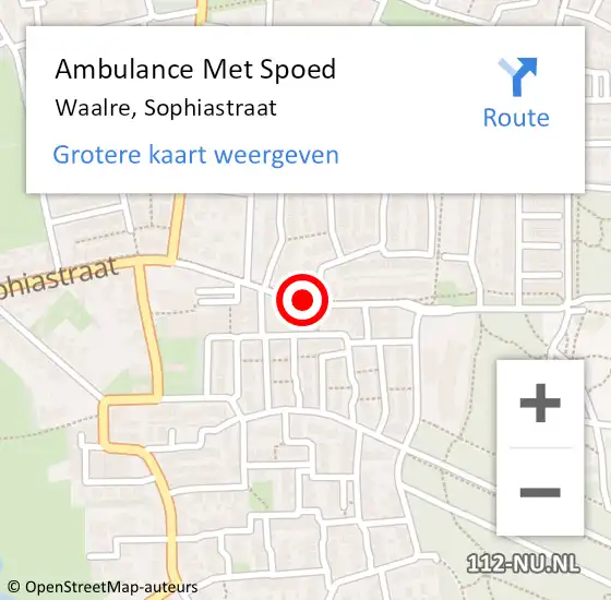 Locatie op kaart van de 112 melding: Ambulance Met Spoed Naar Waalre, Sophiastraat op 4 augustus 2019 20:12