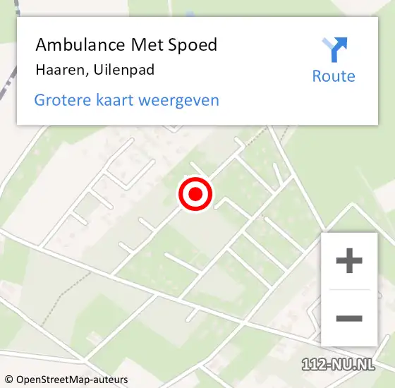 Locatie op kaart van de 112 melding: Ambulance Met Spoed Naar Haaren, Uilenpad op 4 augustus 2019 20:45