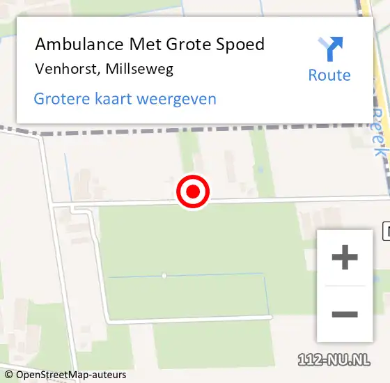 Locatie op kaart van de 112 melding: Ambulance Met Grote Spoed Naar Venhorst, Millseweg op 9 april 2014 17:40