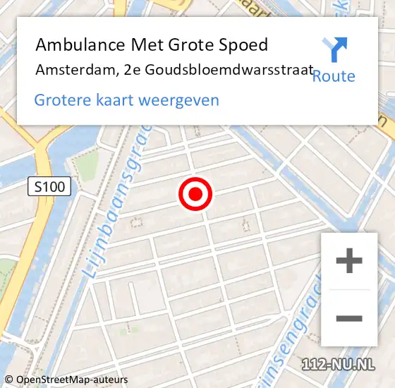 Locatie op kaart van de 112 melding: Ambulance Met Grote Spoed Naar Amsterdam, 2E Goudsbloemdwarsstraat op 4 augustus 2019 21:05