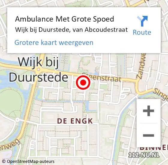 Locatie op kaart van de 112 melding: Ambulance Met Grote Spoed Naar Wijk bij Duurstede, van Abcoudestraat op 9 april 2014 17:41