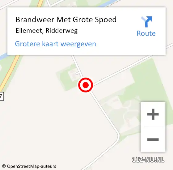 Locatie op kaart van de 112 melding: Brandweer Met Grote Spoed Naar Ellemeet, Ridderweg op 4 augustus 2019 22:05