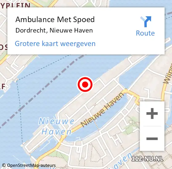 Locatie op kaart van de 112 melding: Ambulance Met Spoed Naar Dordrecht, Nieuwe Haven op 4 augustus 2019 22:23
