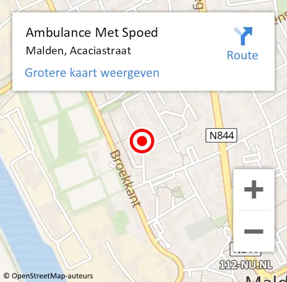 Locatie op kaart van de 112 melding: Ambulance Met Spoed Naar Malden, Acaciastraat op 4 augustus 2019 23:51