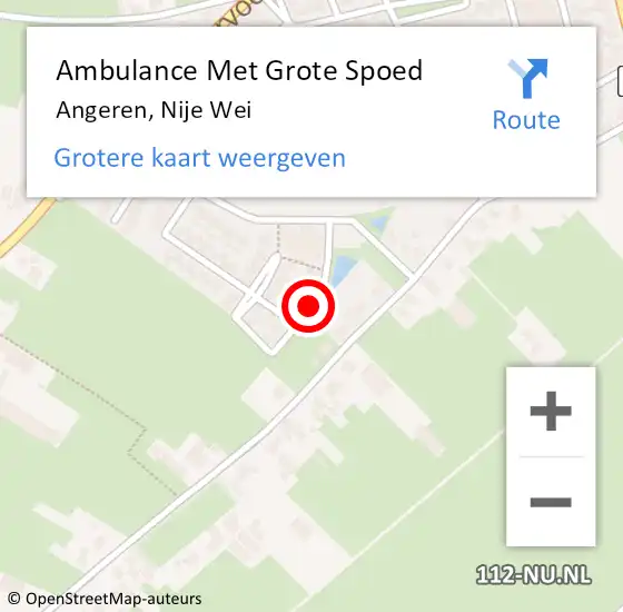 Locatie op kaart van de 112 melding: Ambulance Met Grote Spoed Naar Angeren, Nije Wei op 5 augustus 2019 01:27