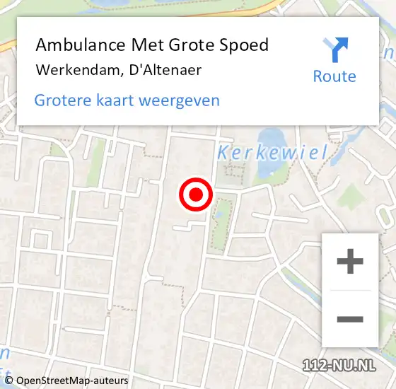 Locatie op kaart van de 112 melding: Ambulance Met Grote Spoed Naar Werkendam, D'Altenaer op 5 augustus 2019 04:13