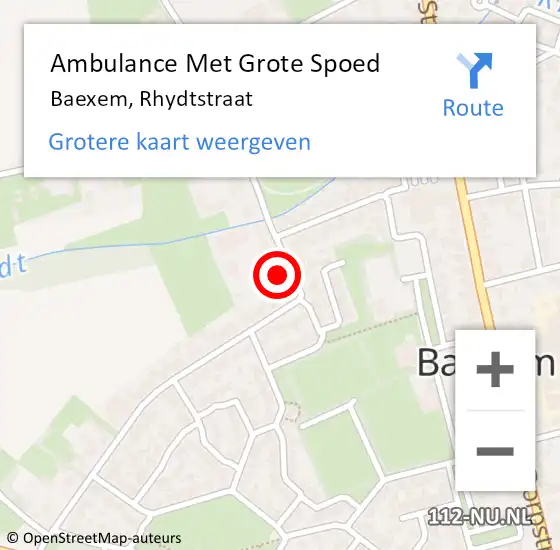 Locatie op kaart van de 112 melding: Ambulance Met Grote Spoed Naar Baexem, Rhydtstraat op 9 april 2014 18:05