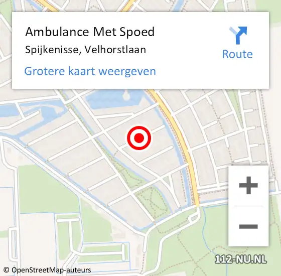 Locatie op kaart van de 112 melding: Ambulance Met Spoed Naar Spijkenisse, Velhorstlaan op 5 augustus 2019 05:12