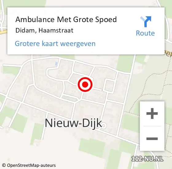 Locatie op kaart van de 112 melding: Ambulance Met Grote Spoed Naar Didam, Haamstraat op 5 augustus 2019 07:23