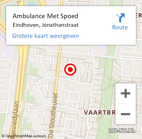 Locatie op kaart van de 112 melding: Ambulance Met Spoed Naar Eindhoven, Jonathanstraat op 5 augustus 2019 07:46