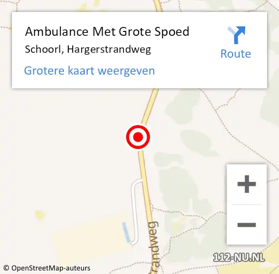 Locatie op kaart van de 112 melding: Ambulance Met Grote Spoed Naar Schoorl, Hargerstrandweg op 5 augustus 2019 08:05