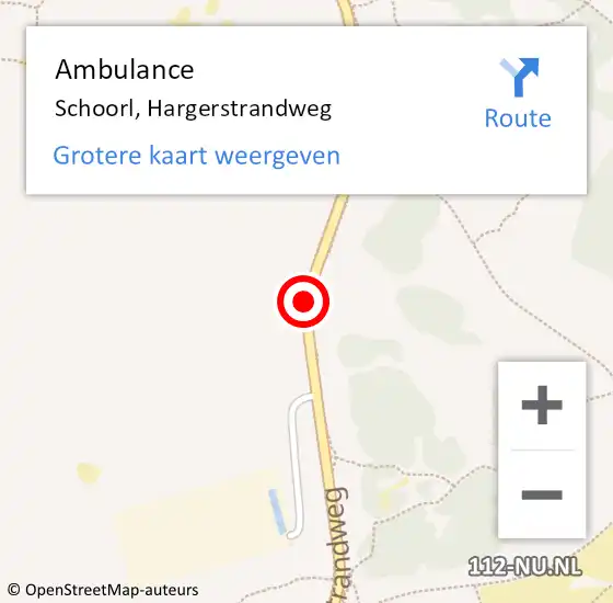 Locatie op kaart van de 112 melding: Ambulance Schoorl, Hargerstrandweg op 5 augustus 2019 08:13