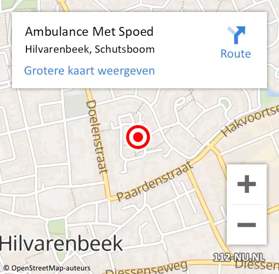 Locatie op kaart van de 112 melding: Ambulance Met Spoed Naar Hilvarenbeek, Schutsboom op 5 augustus 2019 08:34