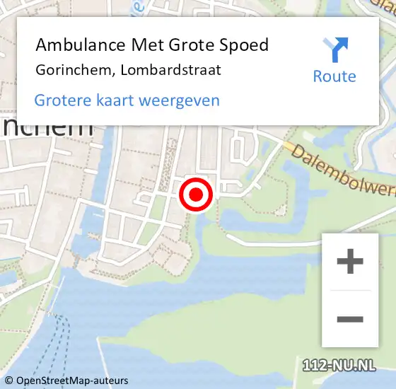 Locatie op kaart van de 112 melding: Ambulance Met Grote Spoed Naar Gorinchem, Lombardstraat op 5 augustus 2019 09:15
