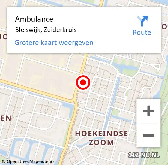 Locatie op kaart van de 112 melding: Ambulance Bleiswijk, Zuiderkruis op 5 augustus 2019 09:50