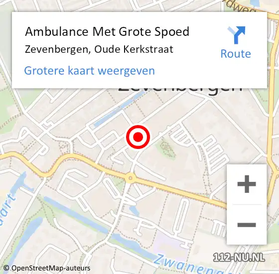 Locatie op kaart van de 112 melding: Ambulance Met Grote Spoed Naar Zevenbergen, Oude Kerkstraat op 5 augustus 2019 09:59