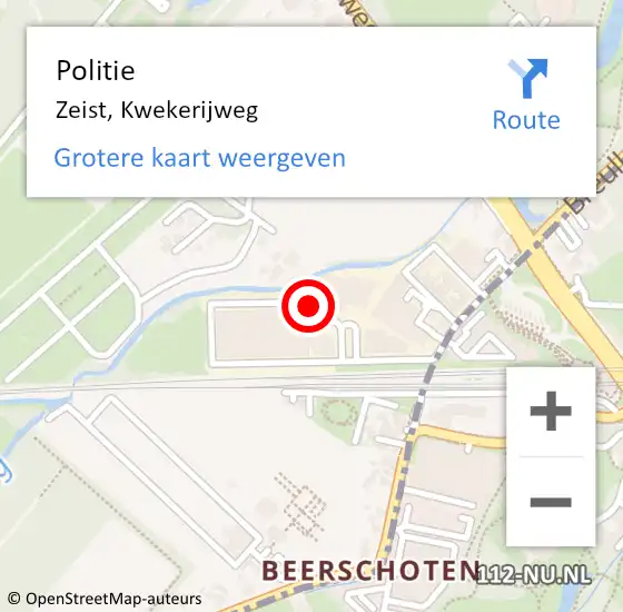 Locatie op kaart van de 112 melding: Politie Zeist, Kwekerijweg op 5 augustus 2019 11:02