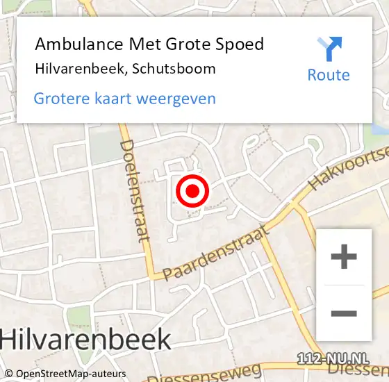 Locatie op kaart van de 112 melding: Ambulance Met Grote Spoed Naar Hilvarenbeek, Schutsboom op 5 augustus 2019 11:31