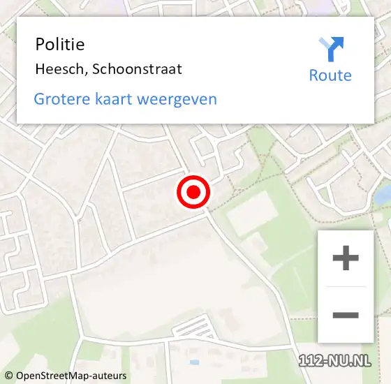 Locatie op kaart van de 112 melding: Politie Heesch, Schoonstraat op 5 augustus 2019 12:03