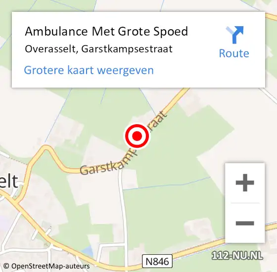 Locatie op kaart van de 112 melding: Ambulance Met Grote Spoed Naar Overasselt, Garstkampsestraat op 5 augustus 2019 12:18