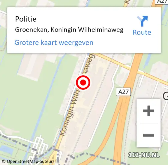 Locatie op kaart van de 112 melding: Politie Groenekan, Koningin Wilhelminaweg op 9 april 2014 18:47