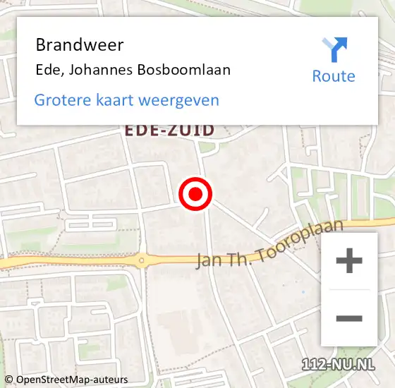 Locatie op kaart van de 112 melding: Brandweer Ede, Johannes Bosboomlaan op 9 april 2014 18:51