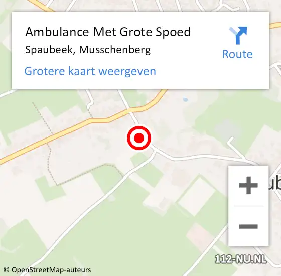 Locatie op kaart van de 112 melding: Ambulance Met Grote Spoed Naar Spaubeek, Musschenberg op 9 april 2014 18:54