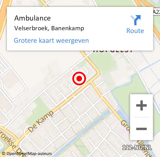 Locatie op kaart van de 112 melding: Ambulance Velserbroek, Banenkamp op 5 augustus 2019 13:35