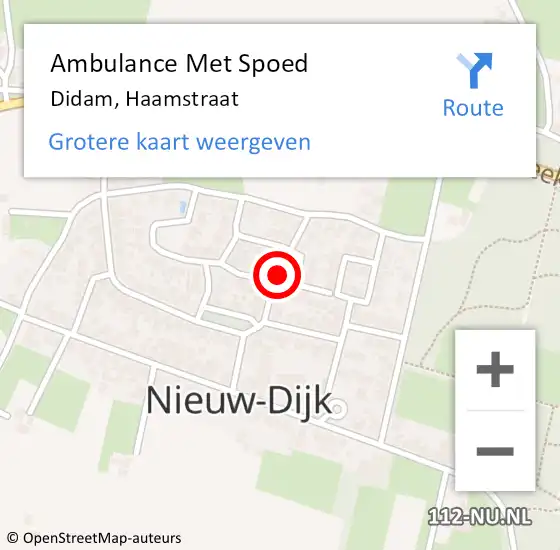 Locatie op kaart van de 112 melding: Ambulance Met Spoed Naar Didam, Haamstraat op 5 augustus 2019 13:59