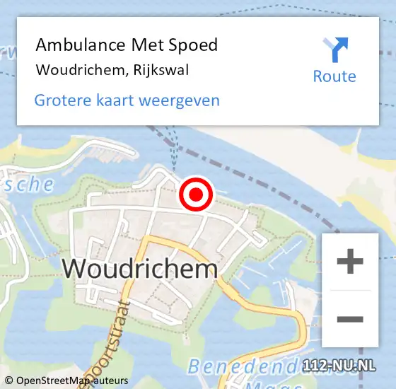 Locatie op kaart van de 112 melding: Ambulance Met Spoed Naar Woudrichem, Rijkswal op 5 augustus 2019 14:35