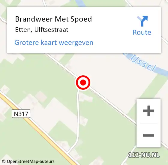 Locatie op kaart van de 112 melding: Brandweer Met Spoed Naar Etten, Ulftsestraat op 5 augustus 2019 14:40
