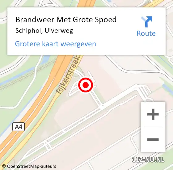 Locatie op kaart van de 112 melding: Brandweer Met Grote Spoed Naar Schiphol, Uiverweg op 5 augustus 2019 14:53