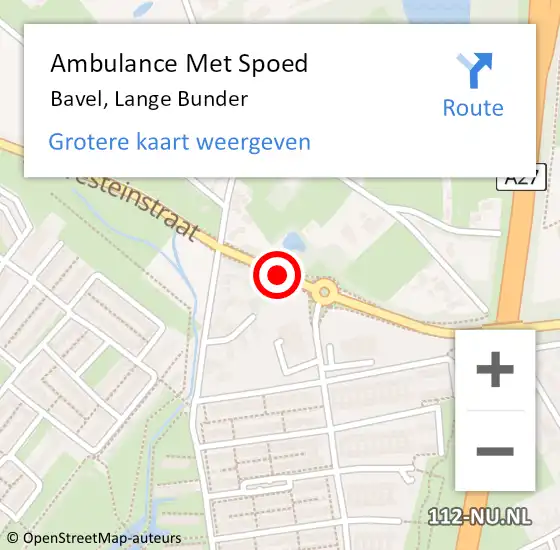 Locatie op kaart van de 112 melding: Ambulance Met Spoed Naar Bavel, Lange Bunder op 5 augustus 2019 15:01