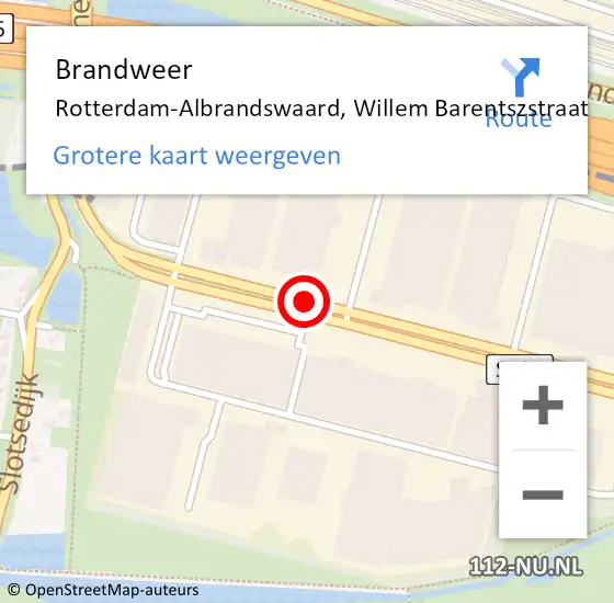 Locatie op kaart van de 112 melding: Brandweer Rotterdam-Albrandswaard, Willem Barentszstraat op 9 april 2014 19:11