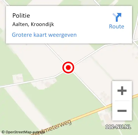 Locatie op kaart van de 112 melding: Politie Aalten, Kroondijk op 5 augustus 2019 15:24