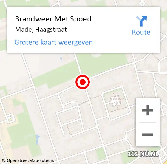 Locatie op kaart van de 112 melding: Brandweer Met Spoed Naar Made, Haagstraat op 5 augustus 2019 15:25