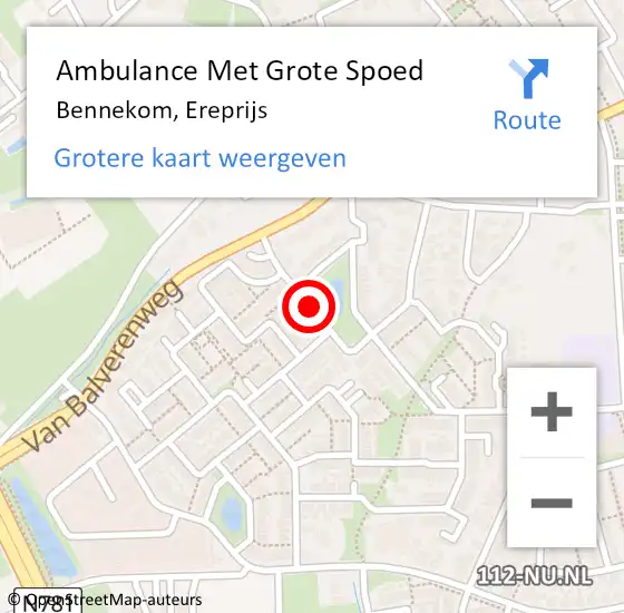 Locatie op kaart van de 112 melding: Ambulance Met Grote Spoed Naar Bennekom, Ereprijs op 5 augustus 2019 15:41