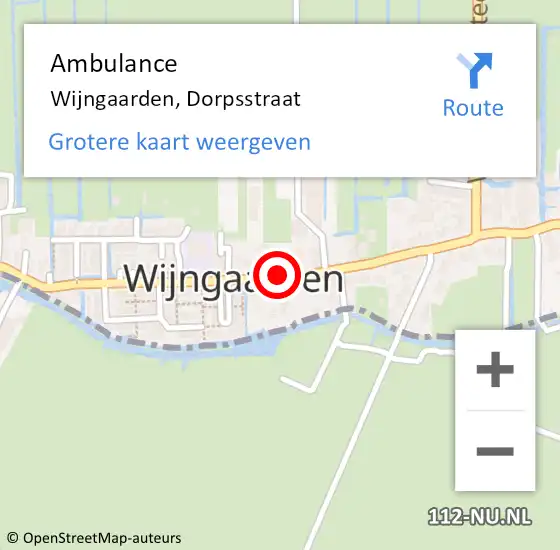 Locatie op kaart van de 112 melding: Ambulance Wijngaarden, Dorpsstraat op 5 augustus 2019 15:56