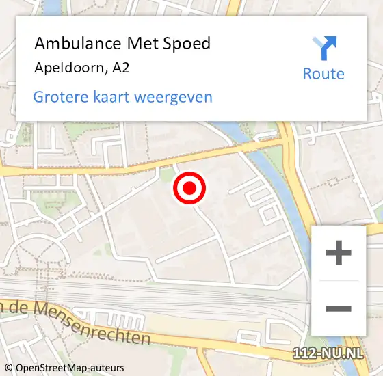 Locatie op kaart van de 112 melding: Ambulance Met Spoed Naar Apeldoorn, A2 op 5 augustus 2019 16:07